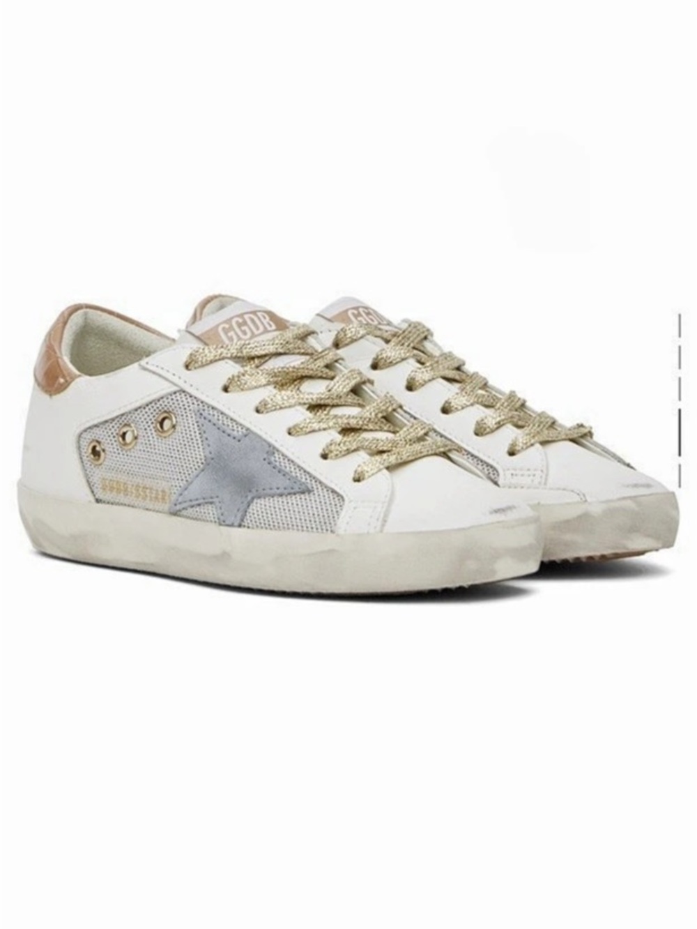 Golden Goose White & Silver Super-Star Sneakers